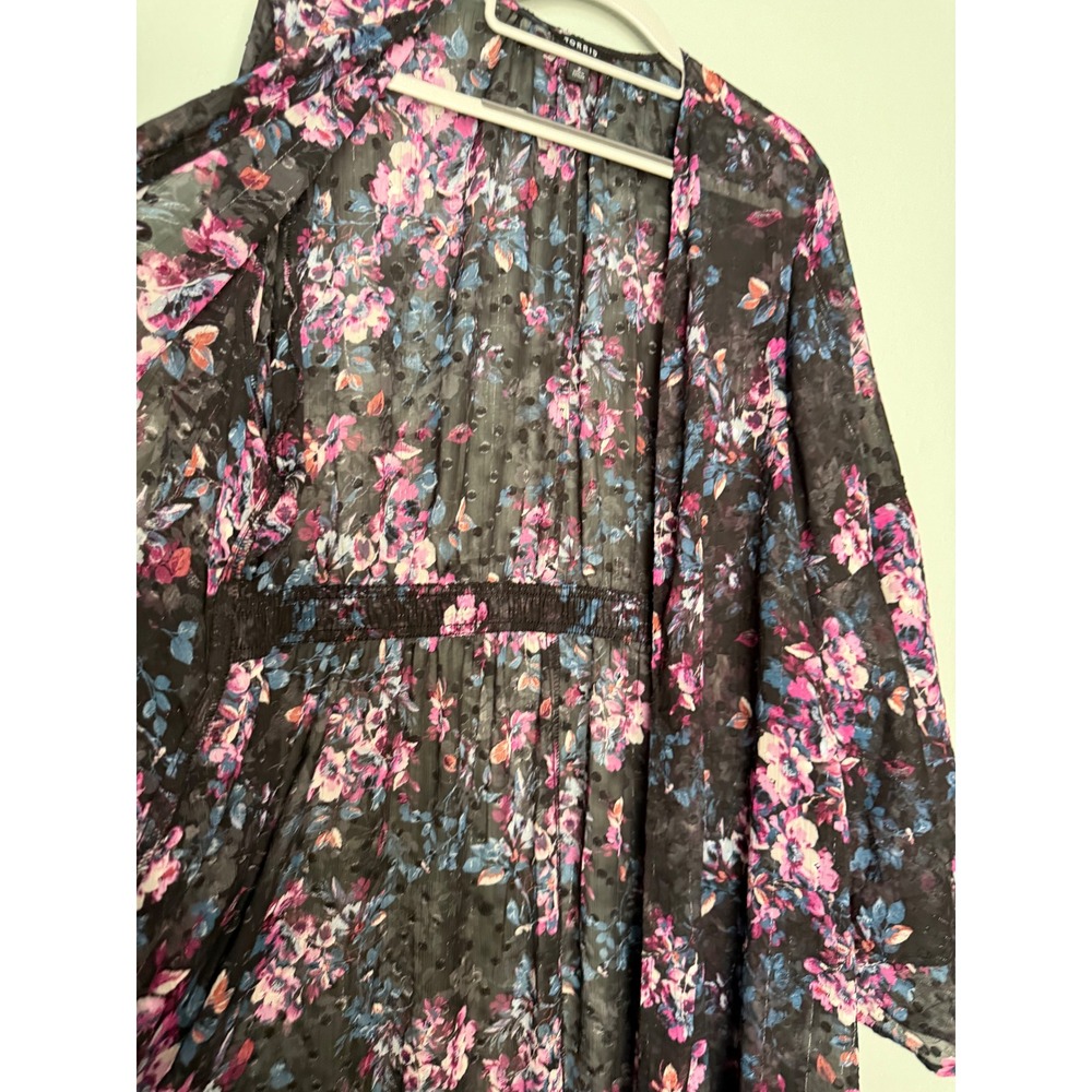 Torrid Lurex Chiffon Maxi Kimono open front floral romantic whimsical - Picture 5 of 11